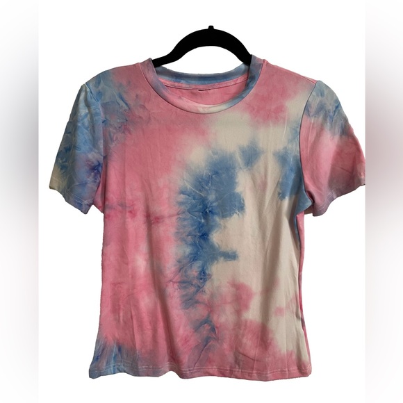 Blue & Pink Tie Dye T shirt - Picture 1 of 2